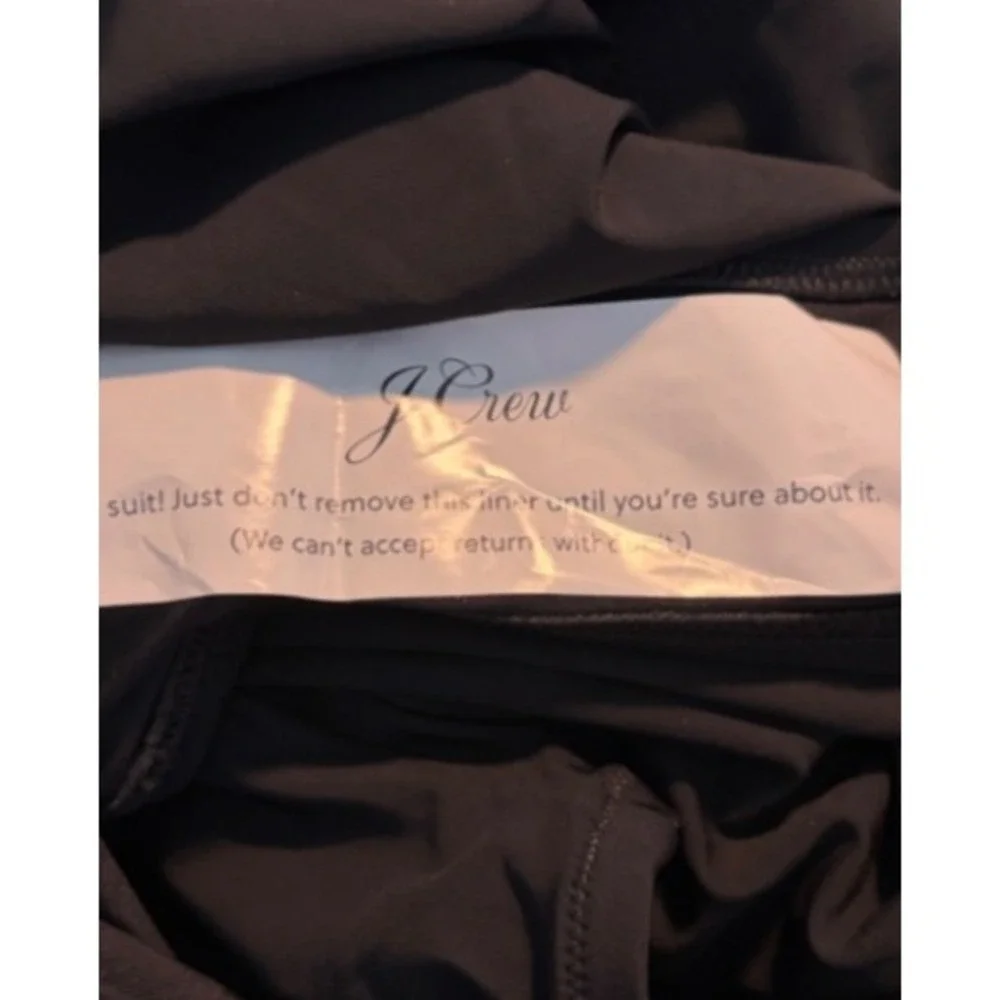 J. Crew Gemma Ruched Bandeau One Piece Swimsuit Black Nylon 8